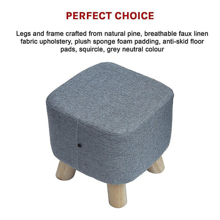 Fabric Ottoman Foot Stool Rest Pouffe Footstool Wood Storage Padded Seat Furniture Kings Warehouse