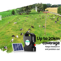 Fence Energiser 20KM Solar Powered 1.2J Electric Kings Warehouse