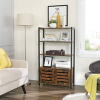 Floor-Standing Storage Cabinet and Cupboard with 2 Louvred Doors and 3 Shelves, Rustic Brown Furniture Kings Warehouse