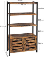 Floor-Standing Storage Cabinet and Cupboard with 2 Louvred Doors and 3 Shelves, Rustic Brown Furniture Kings Warehouse