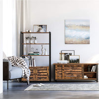 Floor-Standing Storage Cabinet and Cupboard with 2 Louvred Doors and 3 Shelves, Rustic Brown Furniture Kings Warehouse