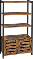 Floor-Standing Storage Cabinet and Cupboard with 2 Louvred Doors and 3 Shelves, Rustic Brown Furniture Kings Warehouse