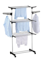 Folding 3 Tier Clothes Laundry Drying Rack with Stainless Steel Tubes for Indoor & Outdoor Home Home & Garden Kings Warehouse