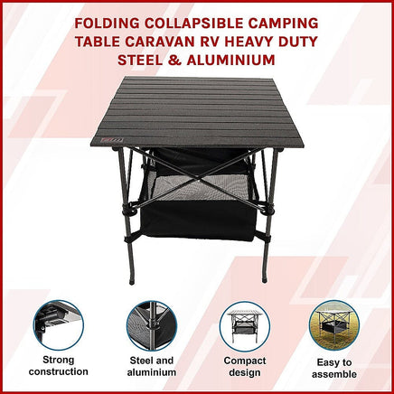 Folding Collapsible Camping Table Caravan RV Heavy Duty Steel & Aluminium Appliances KingsWarehouse