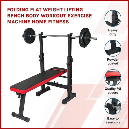 Folding Flat Weight Lifting Bench Body Workout Exercise Machine Home Fitness Sports & Fitness Kings Warehouse