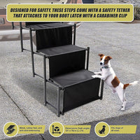 Folding Pet Dog Car Boot Access Steps Ladder Stairs Strong Lightweight Pet Care Kings Warehouse