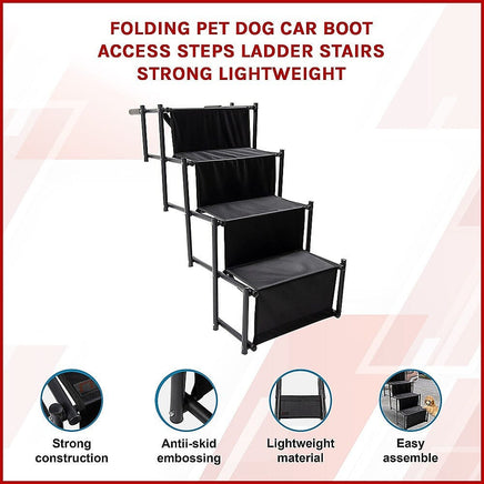 Folding Pet Dog Car Boot Access Steps Ladder Stairs Strong Lightweight Pet Care Kings Warehouse