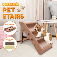 Furtastic 50cm Foldable Step Ladder Stairs - Brown Kings Warehouse
