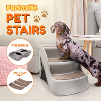 Furtastic Foldable Pet Stairs In Grey - 38cm Dog Ladder Cat Ramp Pet Care Kings Warehouse