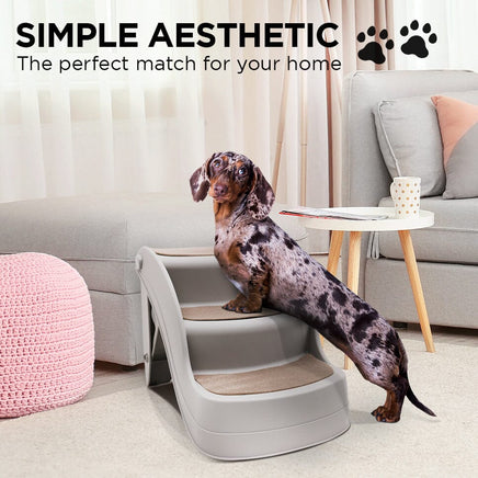 Furtastic Foldable Pet Stairs In Grey - 38cm Dog Ladder Cat Ramp Pet Care Kings Warehouse