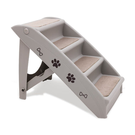 Furtastic Foldable Pet Stairs in Grey - 50cm Dog Ladder Cat Ramp with Non-Slip Mat for Indoor and Outdoor Use Kings Warehouse