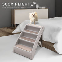 Furtastic Foldable Pet Stairs in Grey - 50cm Dog Ladder Cat Ramp with Non-Slip Mat for Indoor and Outdoor Use Kings Warehouse
