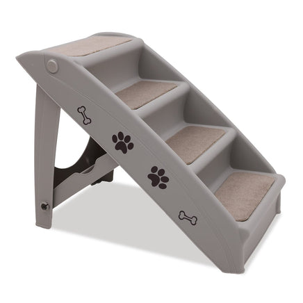 Furtastic Foldable Pet Stairs in Grey - 50cm Dog Ladder Cat Ramp with Non-Slip Mat for Indoor and Outdoor Use Kings Warehouse