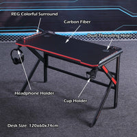 Gaming Desk Desktop PC Computer Desks Desktop Racing Table Office Laptop Home K-Shaped Legs Black 140cm Furniture Kings Warehouse