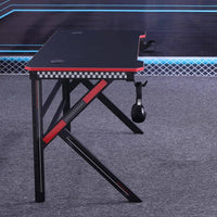 Gaming Desk Desktop PC Computer Desks Desktop Racing Table Office Laptop Home K-Shaped Legs Black 140cm Furniture Kings Warehouse