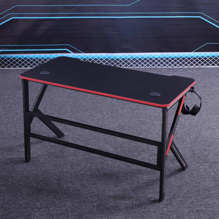 Gaming Desk Desktop PC Computer Desks Desktop Racing Table Office Laptop Home K-Shaped Legs Black 140cm Furniture Kings Warehouse