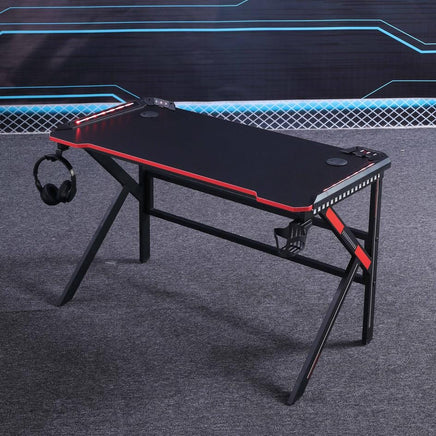 Gaming Desk Desktop PC Computer Desks Desktop Racing Table Office Laptop Home K-Shaped Legs Black 140cm Furniture Kings Warehouse