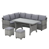 Garden 9-Seater Outdoor Dining Set Patio Furniture Wicker Lounge Table Chairs Big Discounts on Christmas Entertaining Kings Warehouse