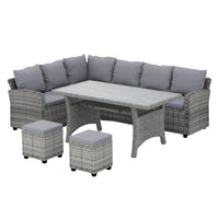 Garden 9-Seater Outdoor Dining Set Patio Furniture Wicker Lounge Table Chairs