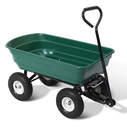 Garden Cart Dump 270kg Hand Trailer Trolley Wagon Wheelbarrow Pull 75L Home & Garden Kings Warehouse