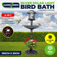 Garden Greens 1M Bird Bath Solar Power With Feeding Station and Lights Kings Warehouse 