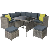 Garden Outdoor Furniture Patio Set Dining Sofa Table Chair Lounge Garden Wicker Grey Spring Savings: Outdoor Living Kings Warehouse