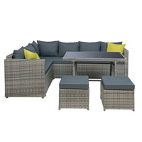 Garden Outdoor Furniture Patio Set Dining Sofa Table Chair Lounge Garden Wicker Grey Spring Savings: Outdoor Living Kings Warehouse