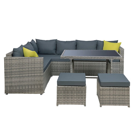 Garden Outdoor Furniture Patio Set Dining Sofa Table Chair Lounge Garden Wicker Grey Spring Savings: Outdoor Living Kings Warehouse