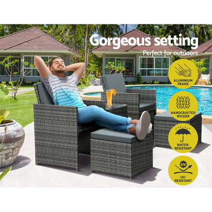 Garden Recliner Chairs Sun Lounge Wicker Lounger Outdoor Furniture Patio Sofa garden supplies Kings Warehouse