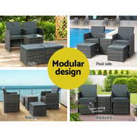 Garden Recliner Chairs Sun Lounge Wicker Lounger Outdoor Furniture Patio Sofa garden supplies Kings Warehouse