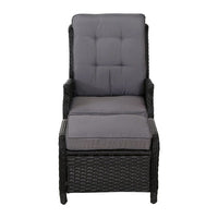 Garden Set of 2 Recliner Chairs Sun lounge Outdoor Setting Patio Furniture Wicker Sofa Kings Warehouse