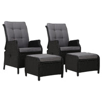 Garden Set of 2 Recliner Chairs Sun lounge Outdoor Setting Patio Furniture Wicker Sofa Kings Warehouse