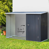 Garden Shed 2.49x1.04M Sheds Outdoor Tool Storage Workshop House Steel 2 in 1 Kings Warehouse