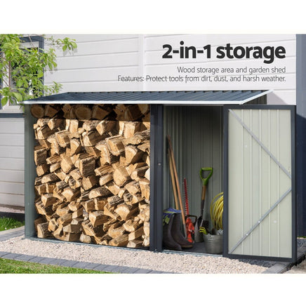 Garden Shed 2.49x1.04M Sheds Outdoor Tool Storage Workshop House Steel 2 in 1 Kings Warehouse