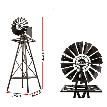 Garden Windmill 120cm Metal Ornaments Outdoor Decor Ornamental Wind Mill Home & Garden Kings Warehouse
