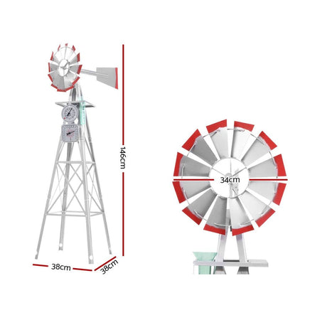 Garden Windmill 4FT 146cm Metal Ornaments Outdoor Decor Ornamental Wind Will Home & Garden Kings Warehouse