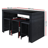 Gardeon 7-Piece Outdoor Bar Set Dining Table Stools Wicker Patio Setting Furniture Kings Warehouse