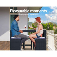 Gardeon 7-Piece Outdoor Bar Set Dining Table Stools Wicker Patio Setting Furniture Kings Warehouse