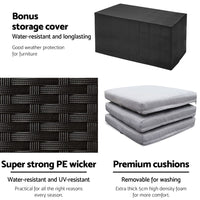 Gardeon 7-Piece Outdoor Bar Set Dining Table Stools Wicker Patio Setting Furniture Kings Warehouse