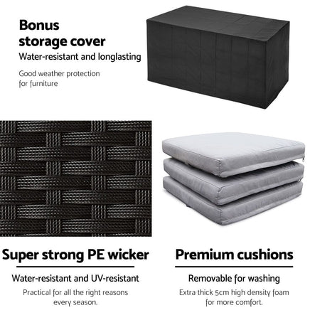 Gardeon 7-Piece Outdoor Bar Set Dining Table Stools Wicker Patio Setting Furniture Kings Warehouse