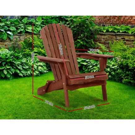 Gardeon Adirondack Outdoor Chairs Wooden Foldable Beach Chair Patio Furniture Brown Furniture Kings Warehouse