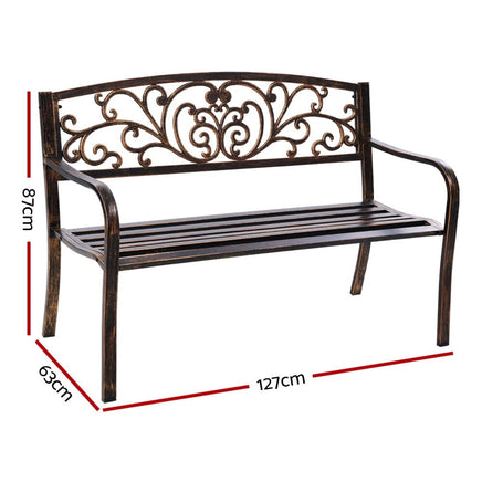 Gardeon Cast Iron Garden Bench - Bronze Summer Sale Kings Warehouse