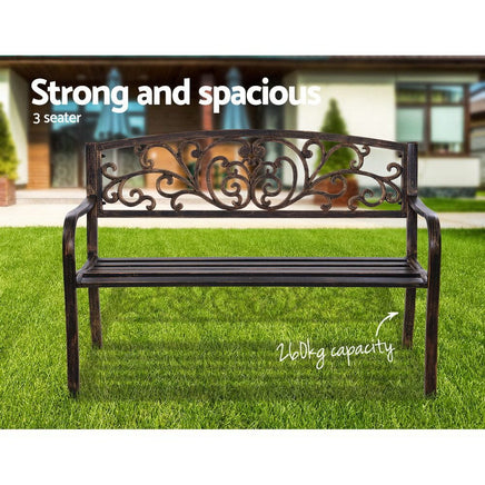 Gardeon Cast Iron Garden Bench - Bronze Summer Sale Kings Warehouse