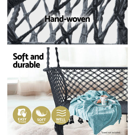 Gardeon Hammock Chair Outdoor Portable Camping Hammocks 2 Person Grey Furniture Kings Warehouse