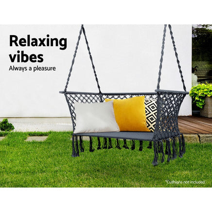 Gardeon Hammock Chair Outdoor Portable Camping Hammocks 2 Person Grey Furniture Kings Warehouse