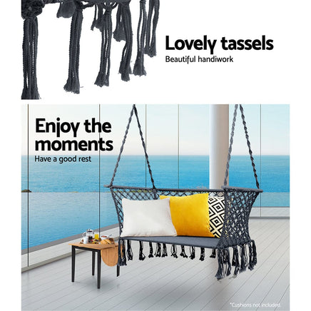 Gardeon Hammock Chair Outdoor Portable Camping Hammocks 2 Person Grey Furniture Kings Warehouse