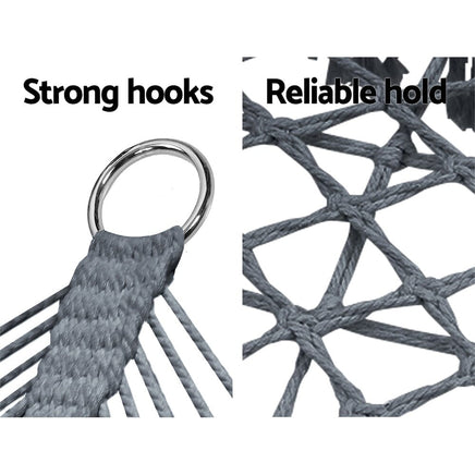 Gardeon Hammock Chair Outdoor Portable Camping Hammocks 2 Person Grey Furniture Kings Warehouse