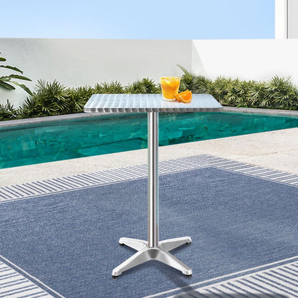 Gardeon Outdoor Bar Table Adjustable Aluminium Square 70/110cm Furniture Kings Warehouse