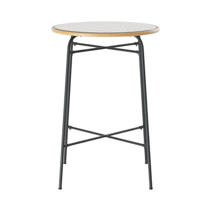 Gardeon Outdoor Bar Table Wicker Dining Bistro Patio Balcony Glass Table Steel Furniture Kings Warehouse