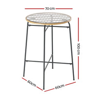 Gardeon Outdoor Bar Table Wicker Dining Bistro Patio Balcony Glass Table Steel Furniture Kings Warehouse